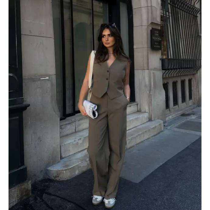 Brown Ribbed Co-ord Set