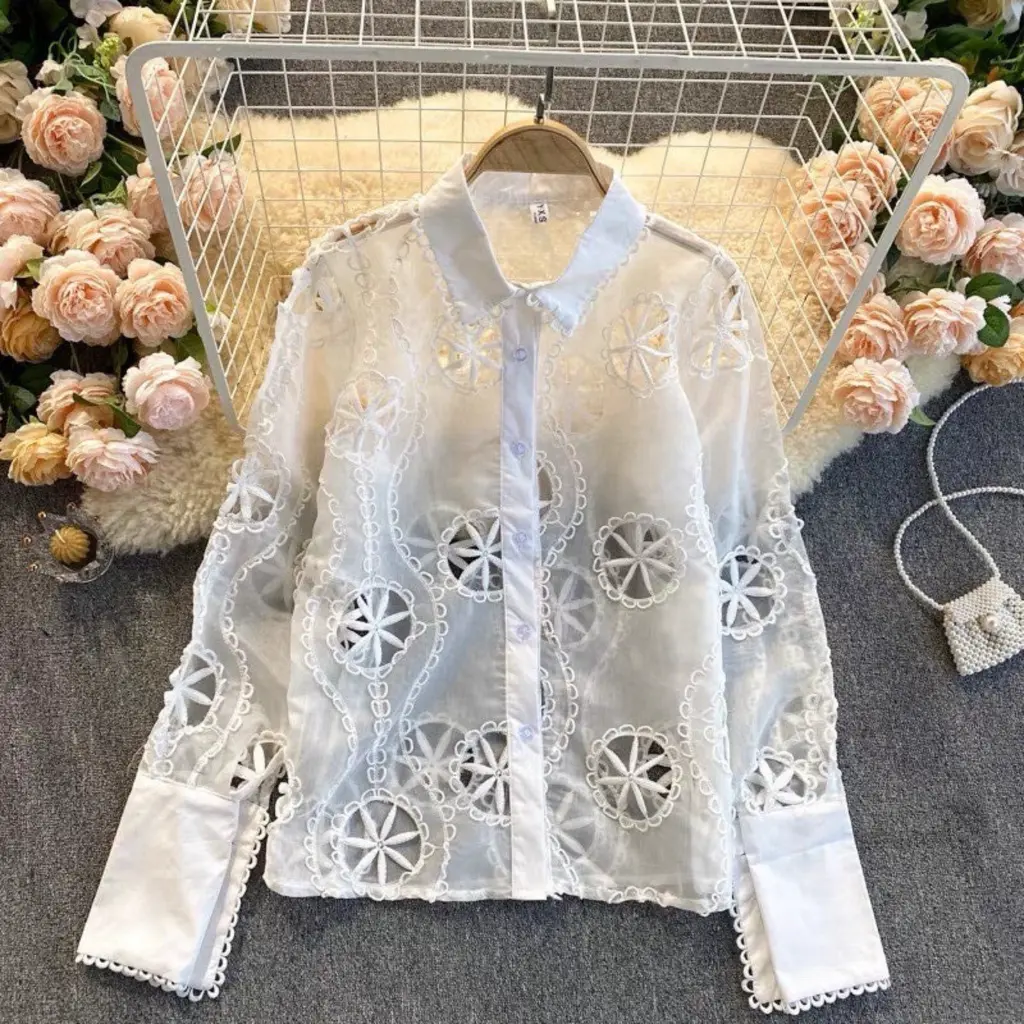Elina white  eyelet shirt