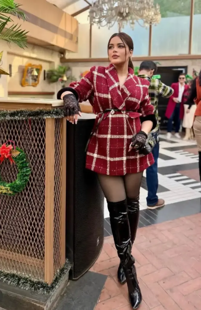 Chateau Luxe Fur-Cuff Tweed Coat