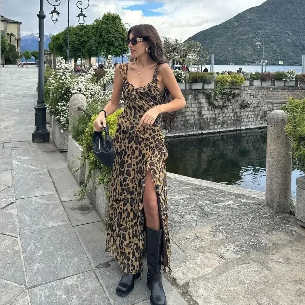 Leopard Luxe Slit Maxi Dress