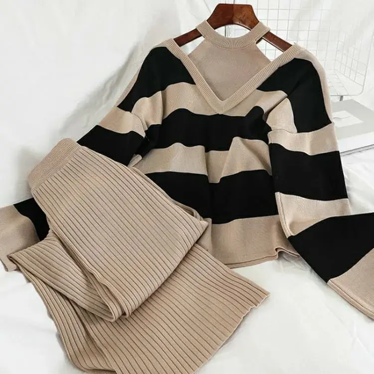 Mario Striped Woolen Coord Set