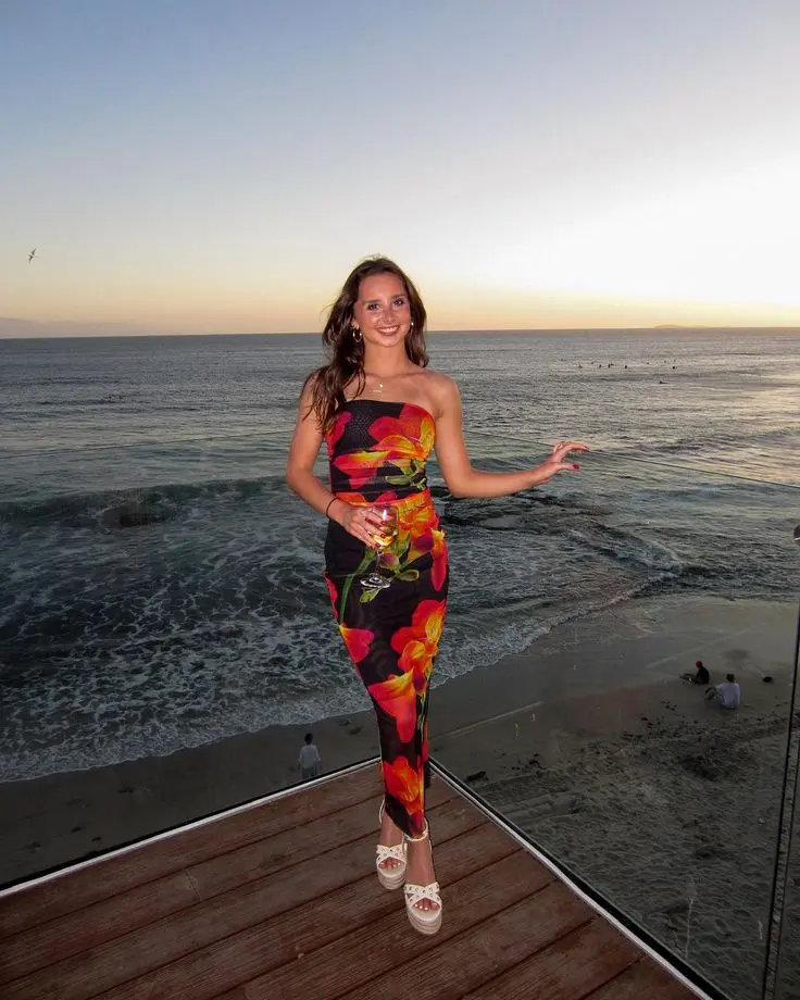 Hawaiian Floral Strapless Bodycon Dress 